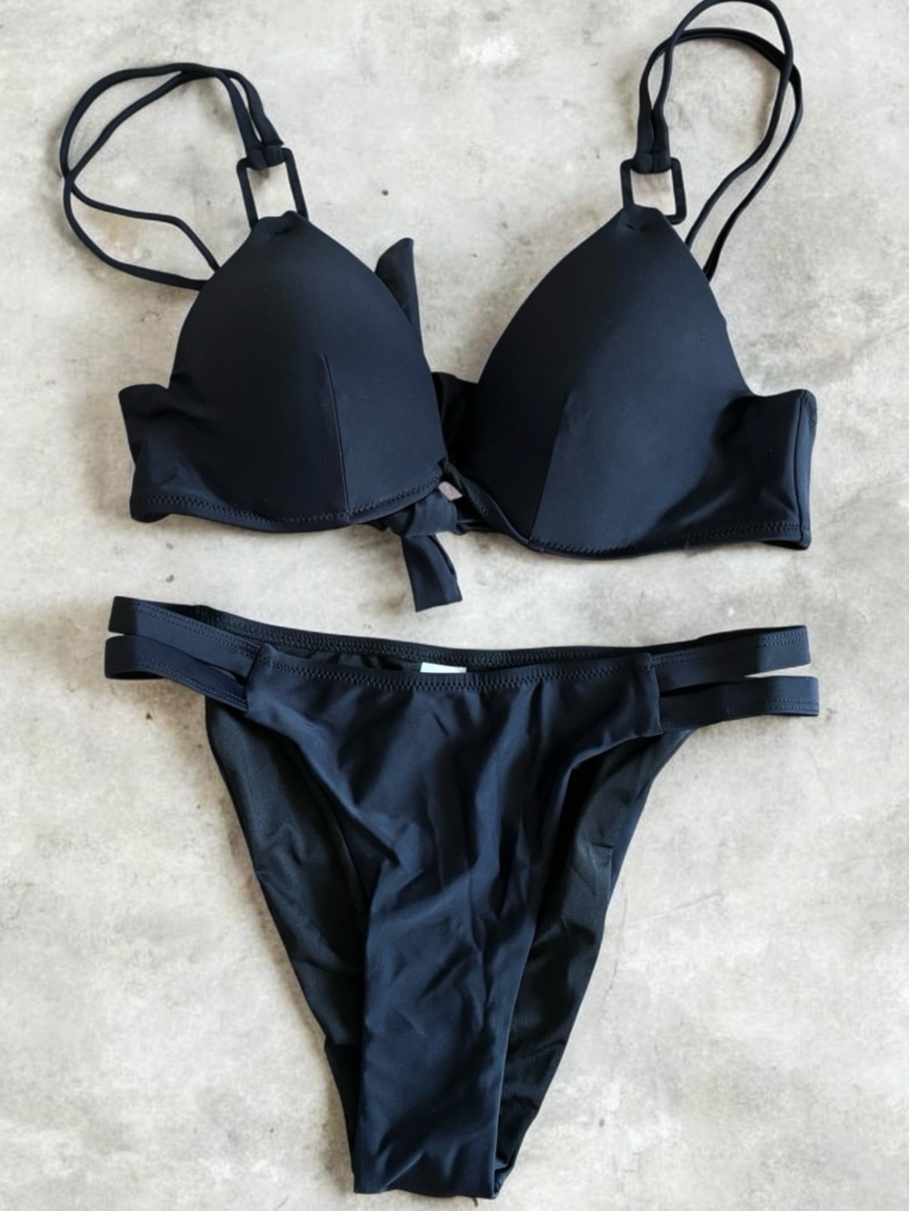 Black Strappy Bikini Set - Women Swim